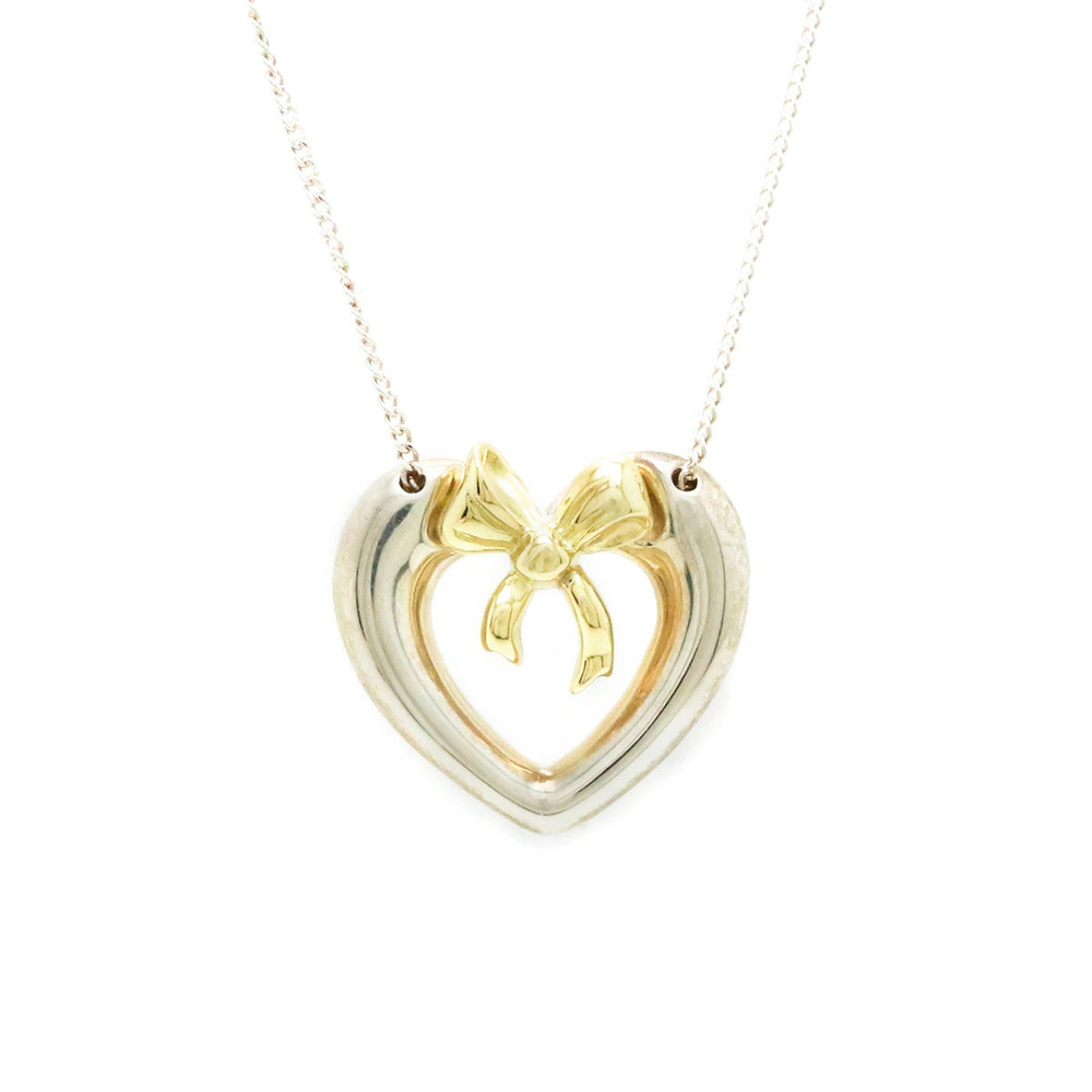 Tiffany Co Heart Ribbon Necklace Combination Yellow Gold